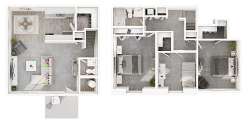 Floor plan for 3 beds, 1.5 baths, 1070 sqft